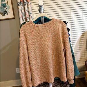 Cream Crew Neck Top with Relaxed Fit